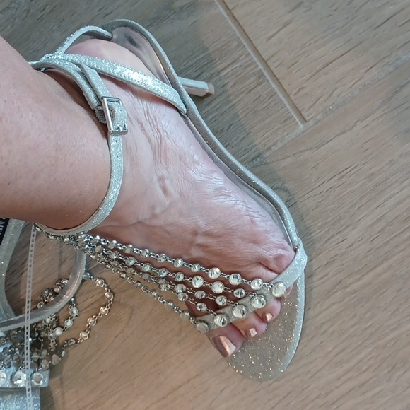 Antonio Melani Collection Silver Estella Chandelier Glitter Dress Sandal Heels - Picture 8 of 17